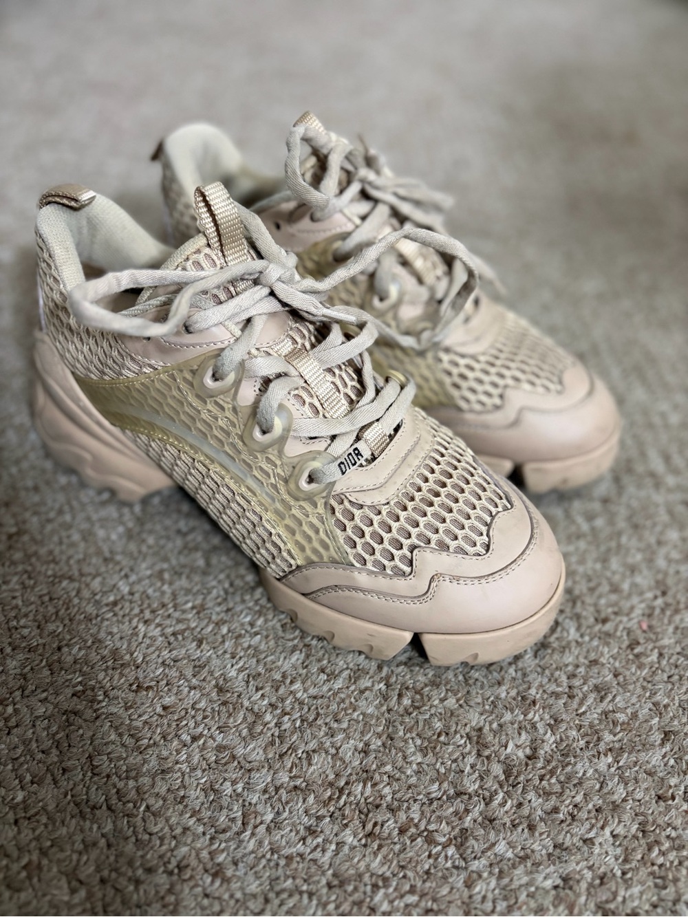 Beige Women's Chunky Mesh Sneakers - Dior Style
